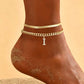 Dainty Layered Gold Initial Anklets for Women