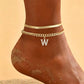 Dainty Layered Gold Initial Anklets for Women