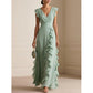🎉 2026 Sale — Over 29,000 Sold! 💞 Women's V-Neck Ruffled Chiffon Maxi Dress – Effortless Elegance 🌸