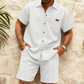 🎉 2026 Sale — Over 35,100 Sold 🧊 Men's Waffle Knit Short Sleeve Set – Casual Loungewear 👔