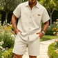 🎉 2026 Sale — Over 35,100 Sold 🧊 Men's Waffle Knit Short Sleeve Set – Casual Loungewear 👔