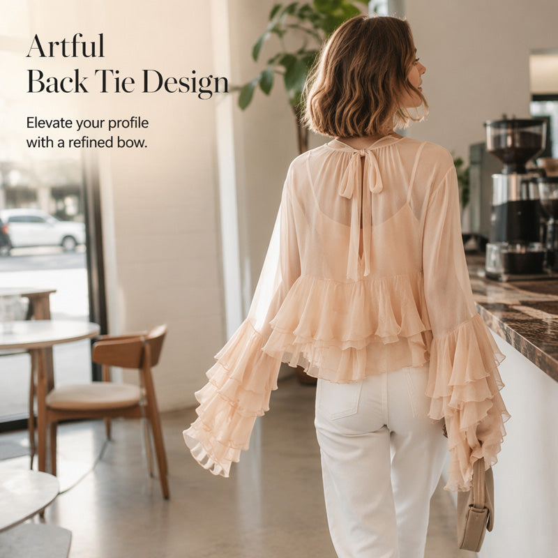 🎉 2026 Sale — Over 17,000 Sold! 💞 Sheer Mock Neck Blouse – Ethereal Elegance