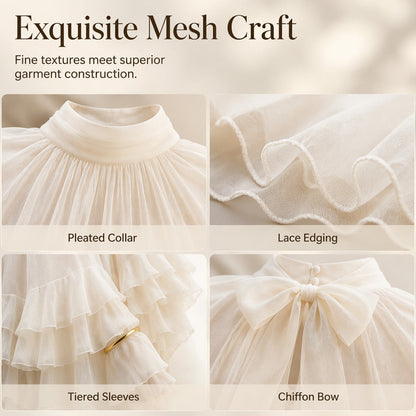🎉 2026 Sale — Over 17,000 Sold! 💞 Sheer Mock Neck Blouse – Ethereal Elegance