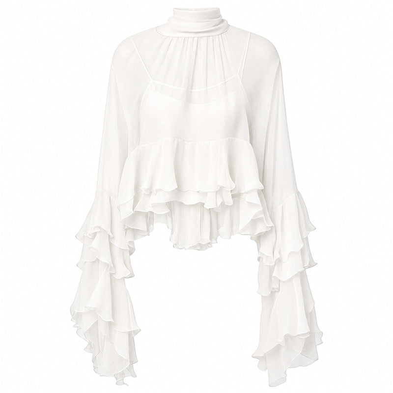🎉 2026 Sale — Over 17,000 Sold! 💞 Sheer Mock Neck Blouse – Ethereal Elegance