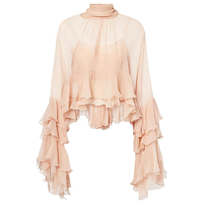 🎉 2026 Sale — Over 17,000 Sold! 💞 Sheer Mock Neck Blouse – Ethereal Elegance