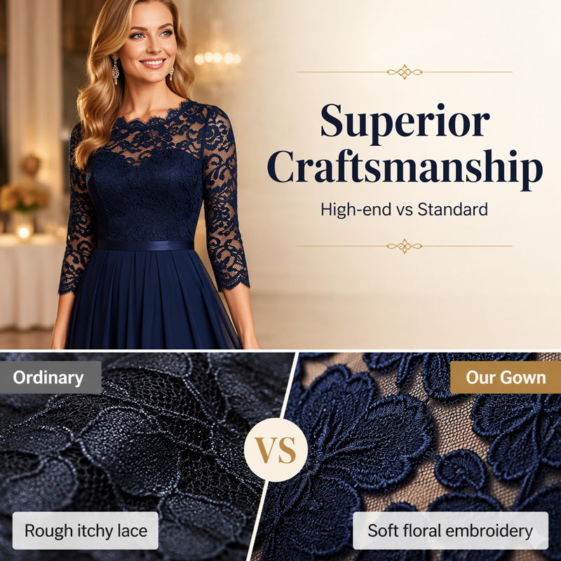 Women's Elegant Lace Bodice Maxi Dress