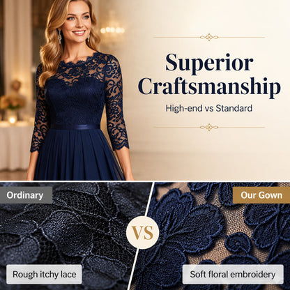 Women's Elegant Lace Bodice Maxi Dress