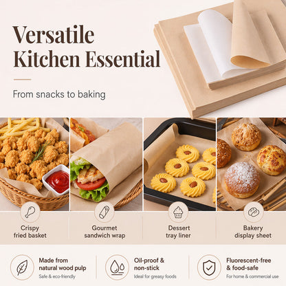 Food-Grade Greaseproof Paper Sheets for Baking and Fried Food