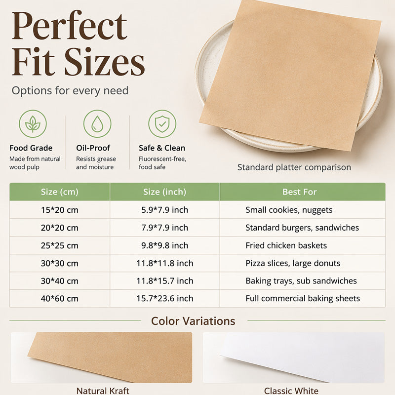 Food-Grade Greaseproof Paper Sheets for Baking and Fried Food