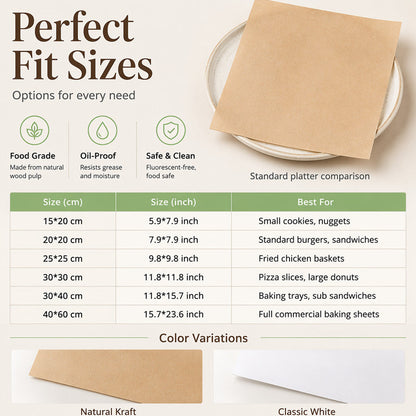 Food-Grade Greaseproof Paper Sheets for Baking and Fried Food