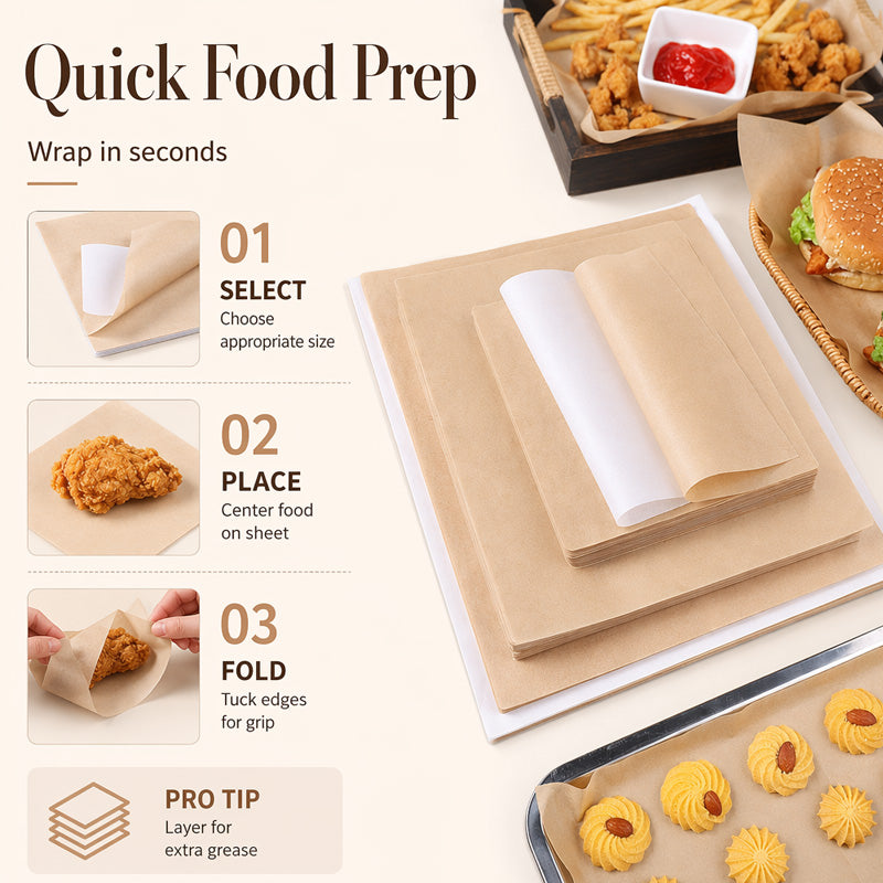 Food-Grade Greaseproof Paper Sheets for Baking and Fried Food