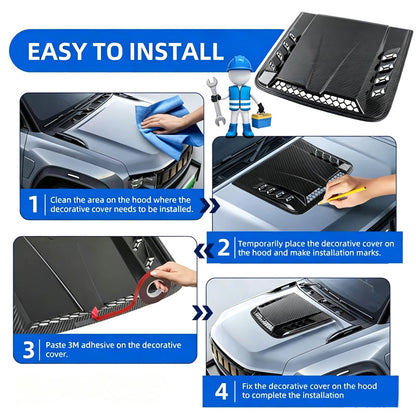 🚗 50% OFF NOW! 🔥 Universal Car Hood Vent Bonnet Scoop Decorative Cover – Premium ABS, Sporty Style, Quick Adhesive Installation – Universal Fit for Most Vehicles 🏎️