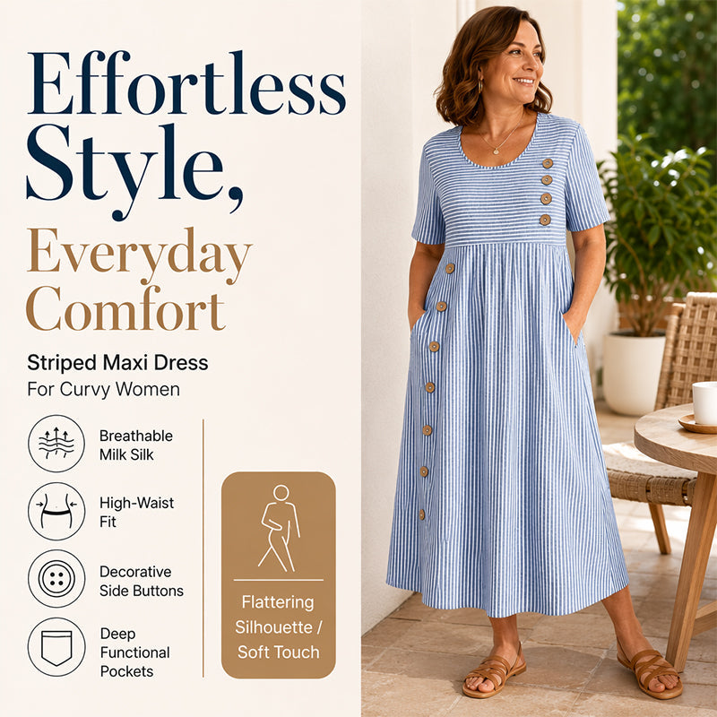 Women's Casual Striped Relaxed Fit Dress