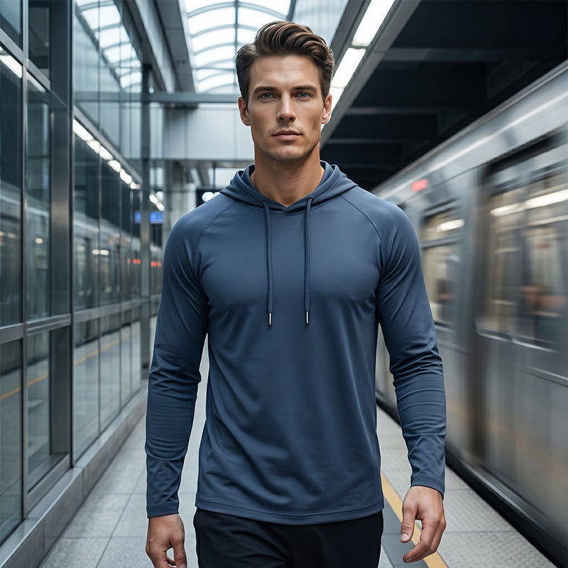 Men's Breathable Long-Sleeve Hooded T-Shirt