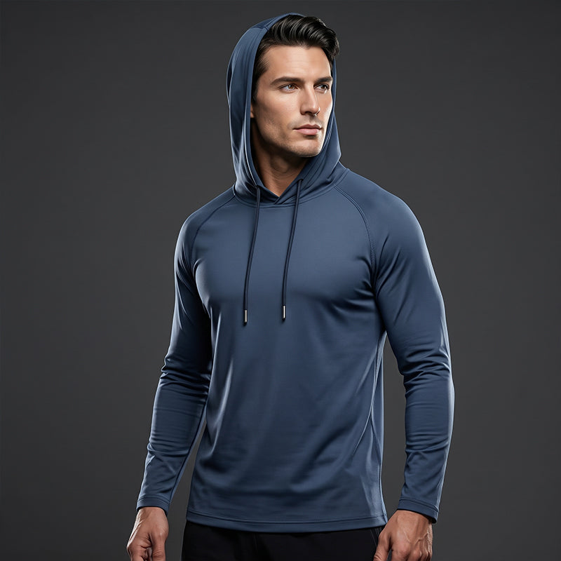 Men's Breathable Long-Sleeve Hooded T-Shirt