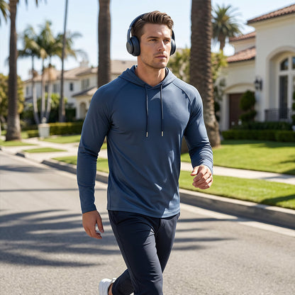 Men's Breathable Long-Sleeve Hooded T-Shirt