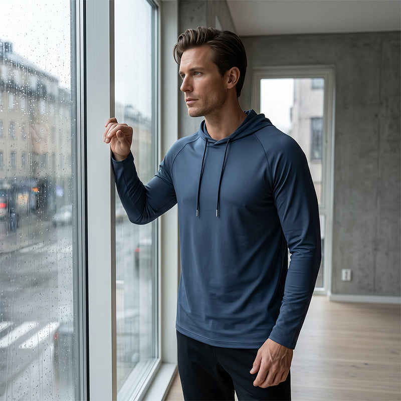 Men's Breathable Long-Sleeve Hooded T-Shirt
