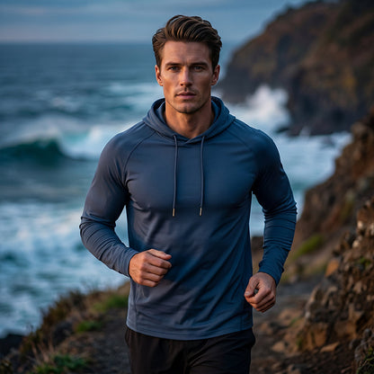 Men's Breathable Long-Sleeve Hooded T-Shirt