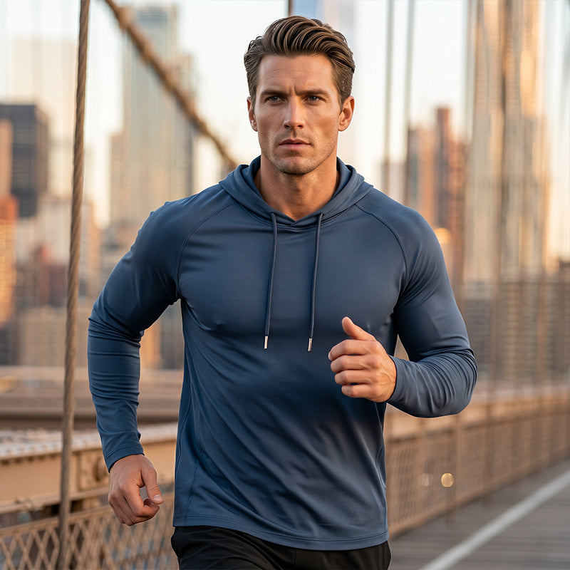 Men's Breathable Long-Sleeve Hooded T-Shirt