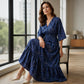 Women's Elegant V-Neck Printed Dress