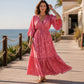 Women's Elegant V-Neck Printed Dress