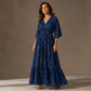 Women's Elegant V-Neck Printed Dress