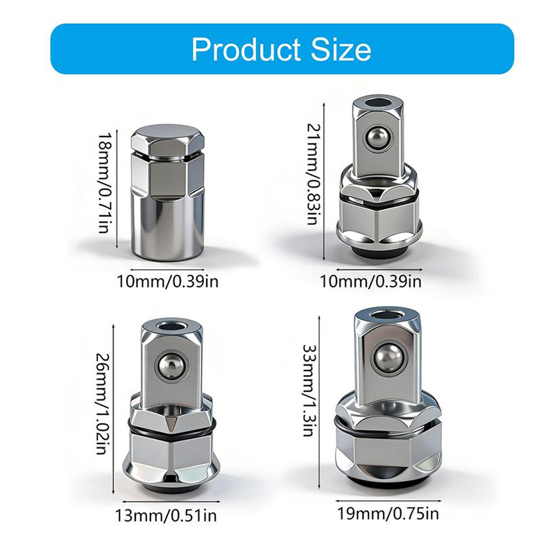 CR-V Steel Ratchet Wrench Adapter Socket Converter Set
