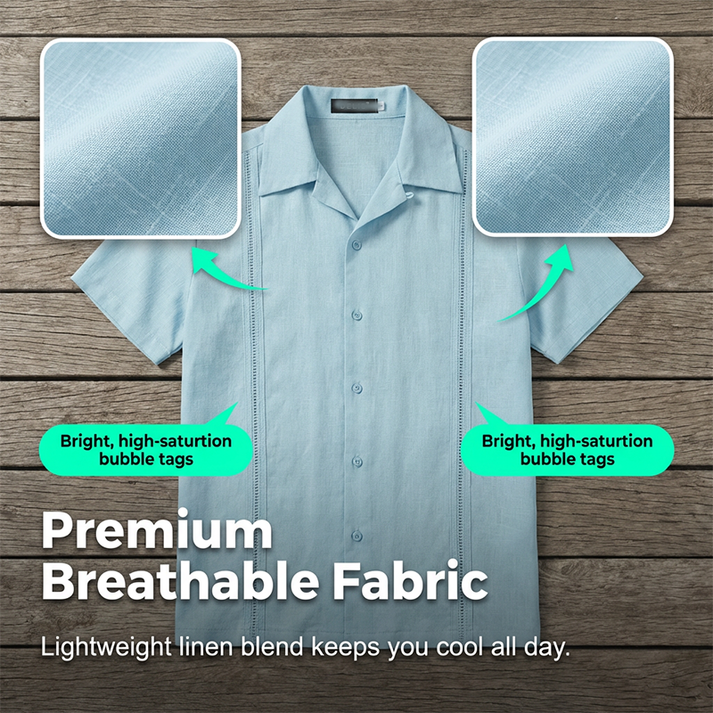 Men's Short Sleeve Cuban Guayabera Shirt 