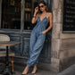 Women's Plus Size Halter Neck Ruched Jumpsuit