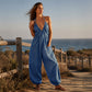 Women's Plus Size Halter Neck Ruched Jumpsuit