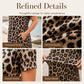 Women's Leopard Print Maxi Dress with Pockets Casual Short Sleeve Long Dress