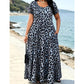 Women's Leopard Print Maxi Dress with Pockets Casual Short Sleeve Long Dress