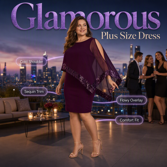 Women's Irregular Sequin Patchwork Cold Shoulder Dress