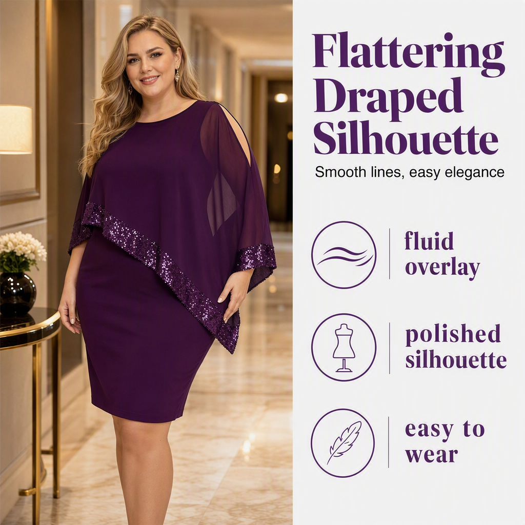Women's Irregular Sequin Patchwork Cold Shoulder Dress