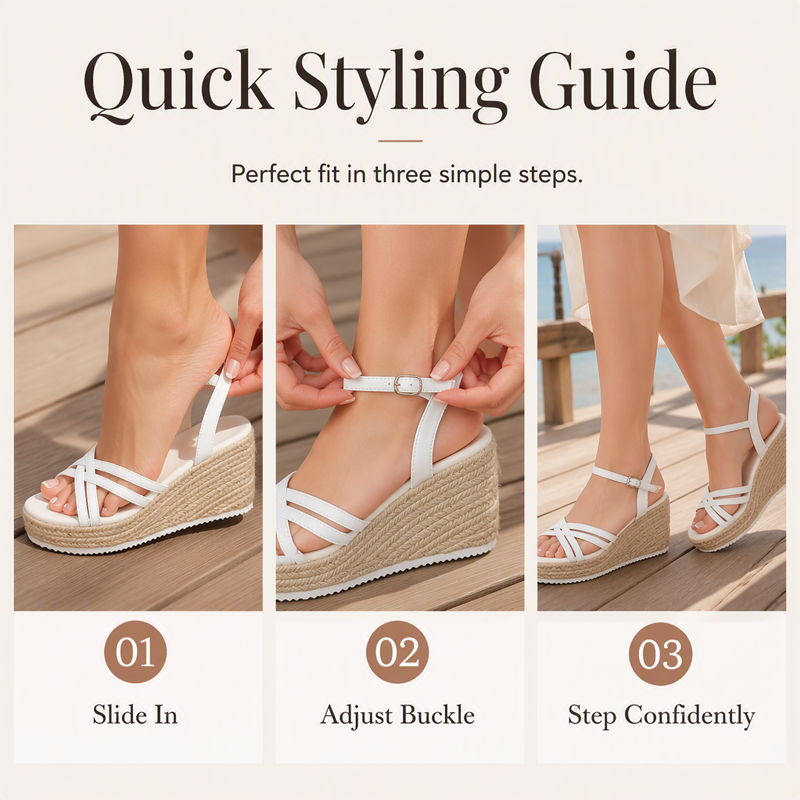 Women's Platform Wedge Sandals Straw Woven Ankle Strap Open Toe Shoes