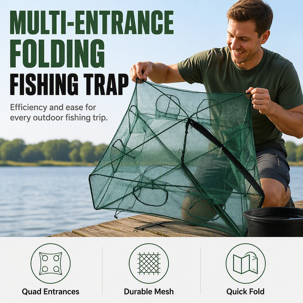 Collapsible Fishing Trap Net with Multi Entrances
