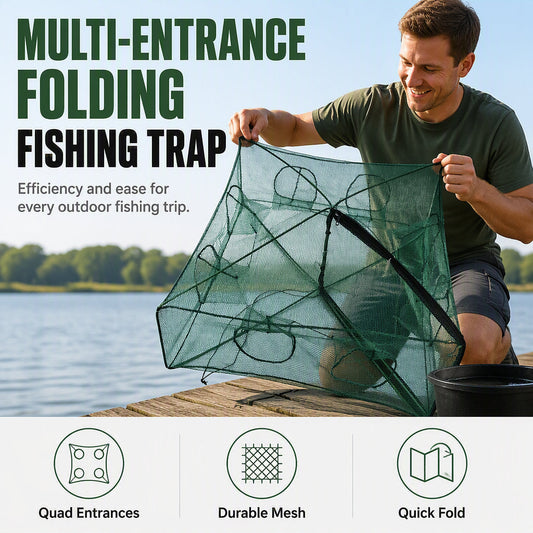 Collapsible Fishing Trap Net with Multi Entrances
