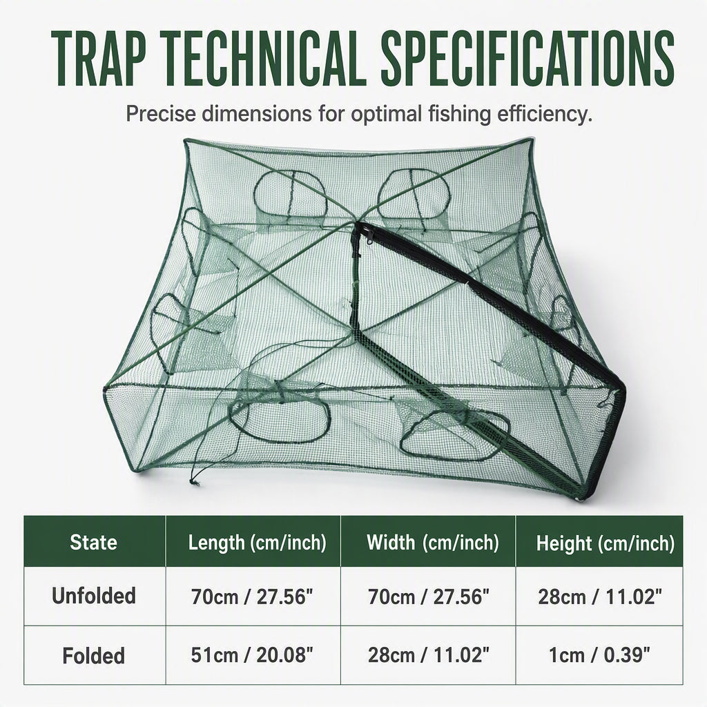 Collapsible Fishing Trap Net with Multi Entrances