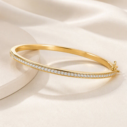 Retro Rhinestone Gold-Tone Cuff Bangle