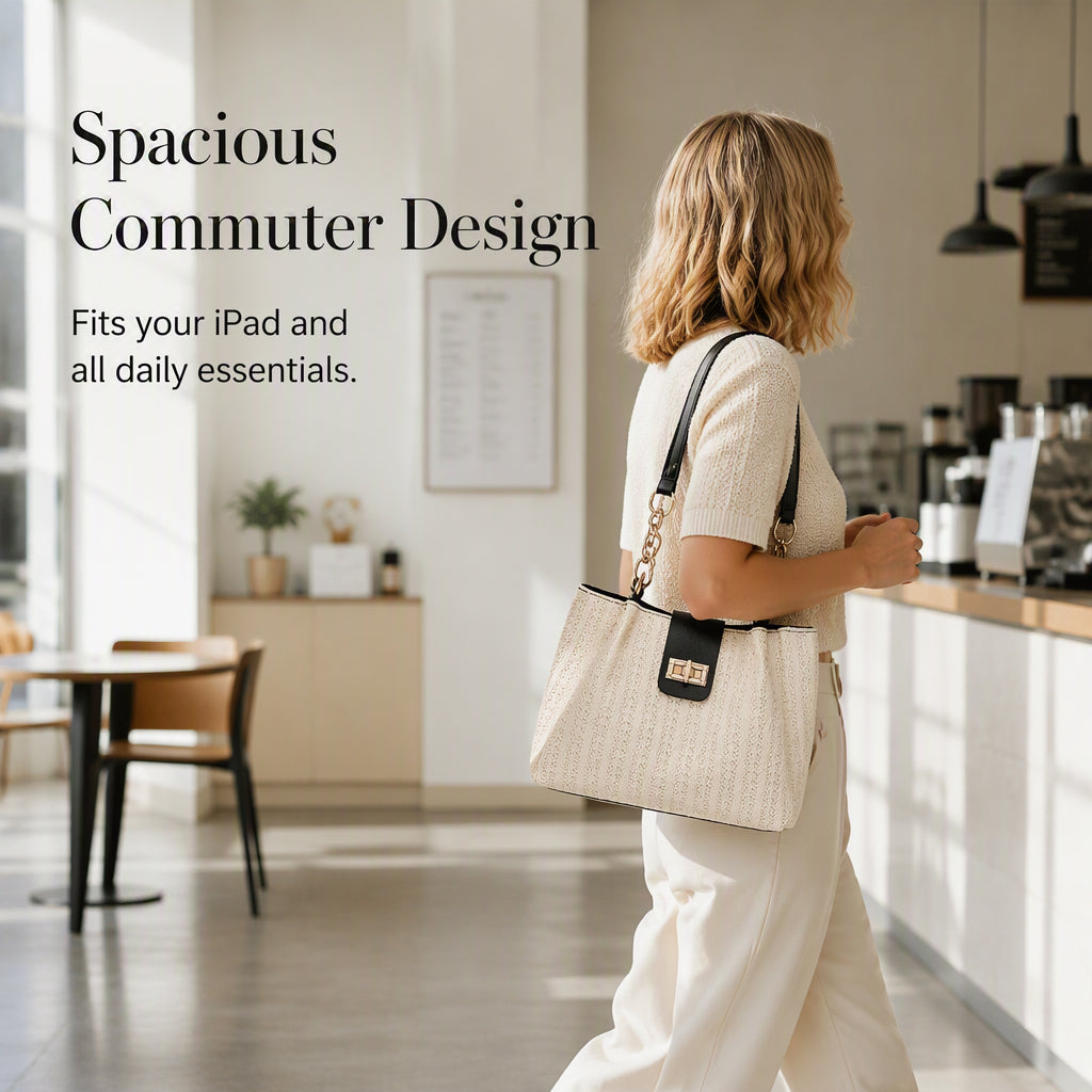 Spacious Commuter Straw Shoulder Bag