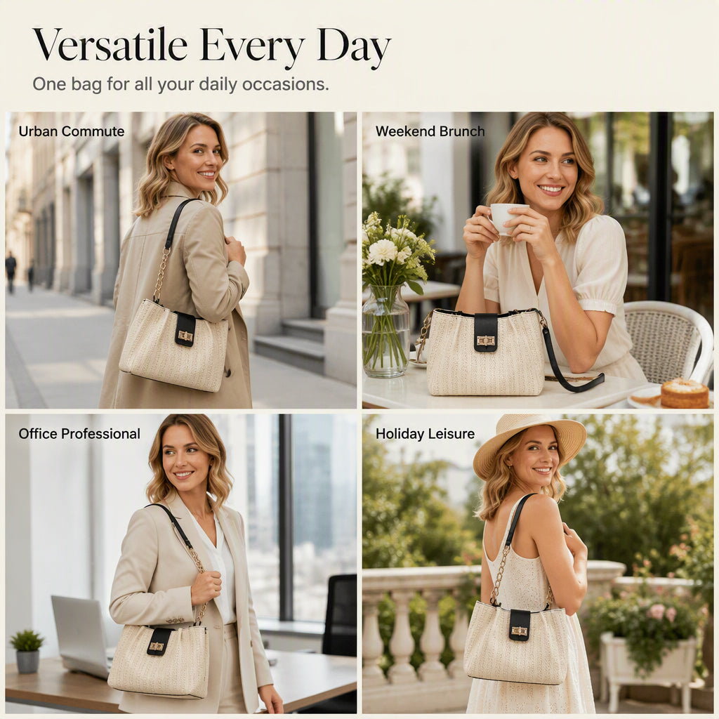 Spacious Commuter Straw Shoulder Bag