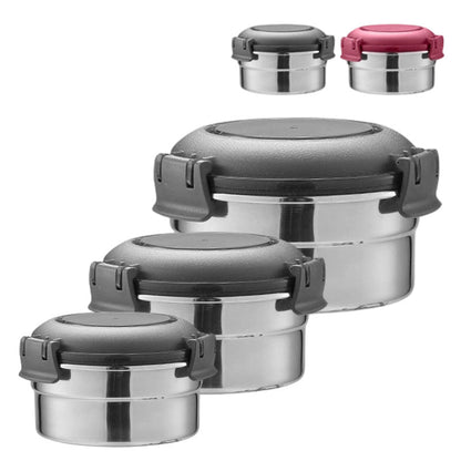 3-Piece Stainless Steel Lunch Box Set with Airtight Lids for School and Office