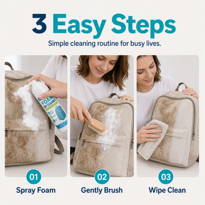 🛡️ Waterless Backpack Foam Cleaner Stain and Odor Remover for Canvas and Nylon Bags 100ml