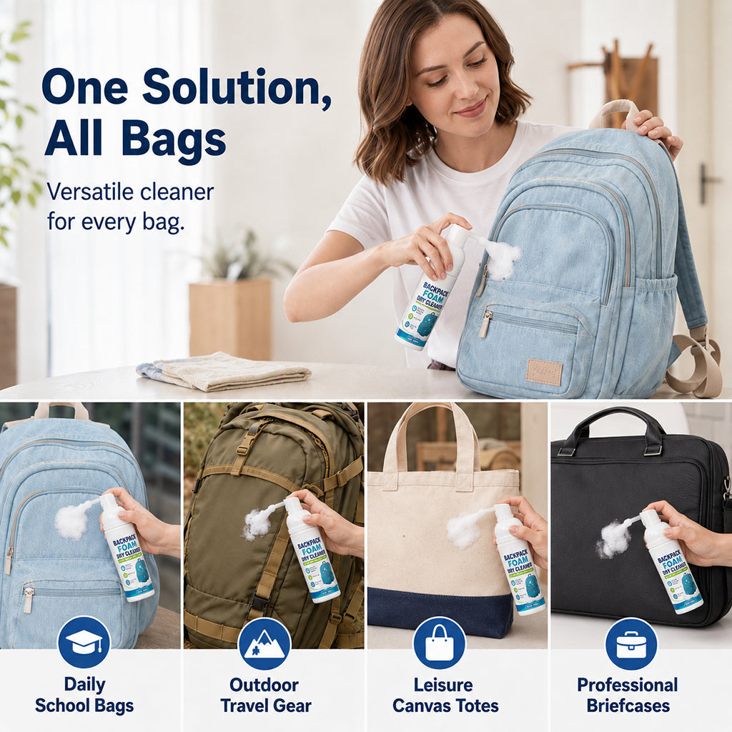 🛡️ Waterless Backpack Foam Cleaner Stain and Odor Remover for Canvas and Nylon Bags 100ml