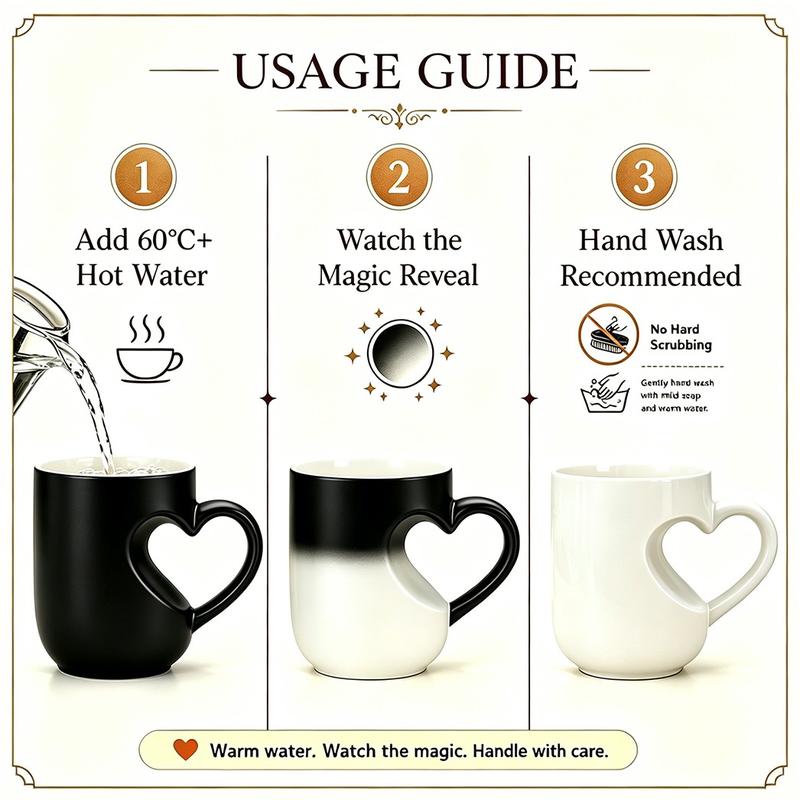 📢📢50% OFF !! ⏰ Color Changing Heart Handle Ceramic Mug for Valentine's Day ☕