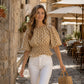 Women's Waist-Defining Polka Dot Top