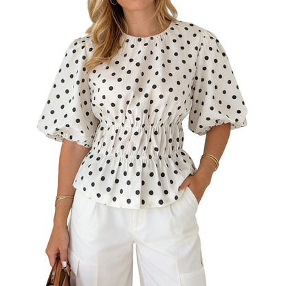 Women's Waist-Defining Polka Dot Top