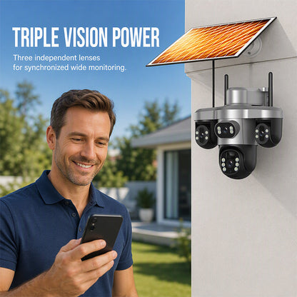 Triple Lens Solar Security Camera