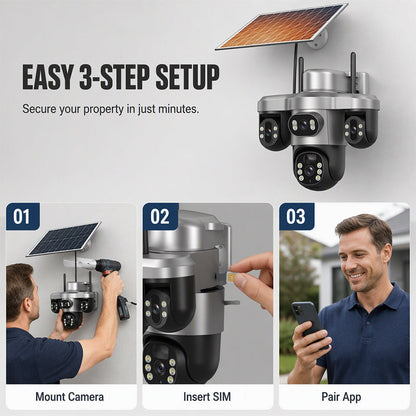 Triple Lens Solar Security Camera