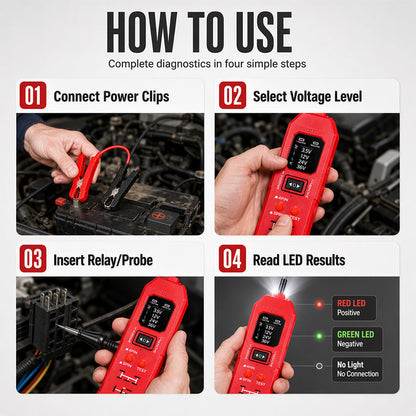 🔧 50% OFF NOW! ⚡ 2-in-1 Circuit & Relay Tester – Digital Display, 3.5-36V & Universal for Cars & Trucks 🔩